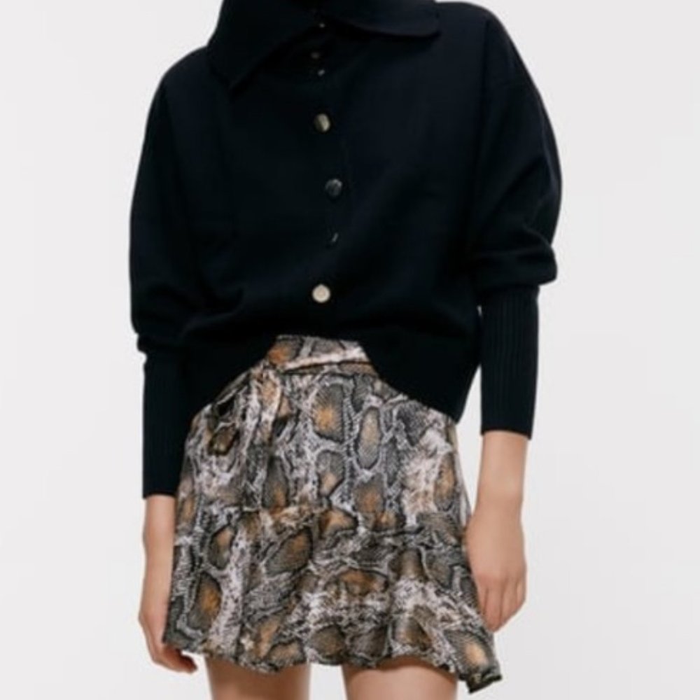 Zara Snakeskin Print Skort with Removable Belt
